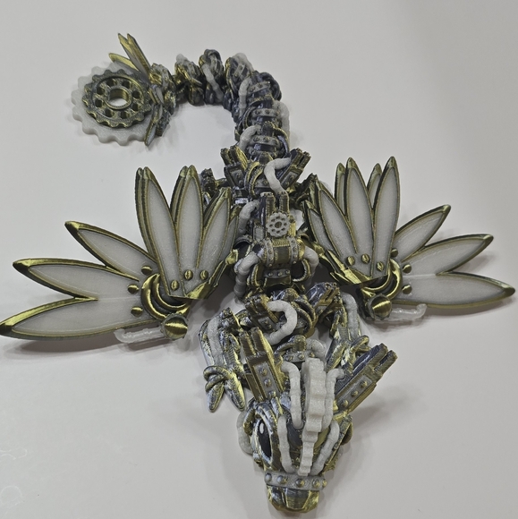 Articulated Steampunk Dragon – Glow-in-the-Dark Rainbow Display Piece - Picture 6 of 9